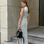 Zora Stripped Button Up Knit Midi Dress