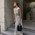 Zora Stripped Button Up Knit Midi Dress