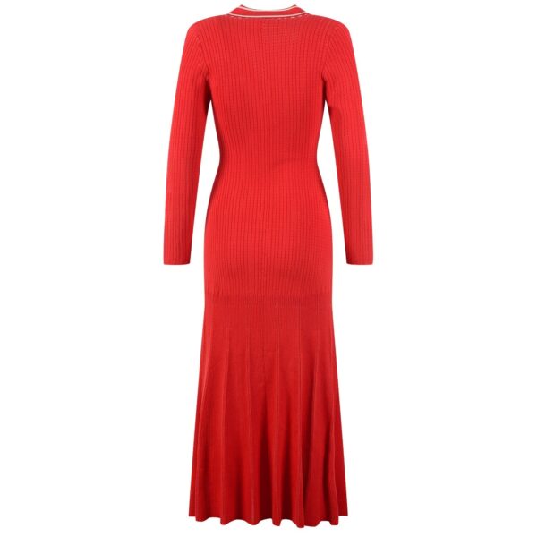 Adriana Red Button Up Knit Midi Dress - Image 3