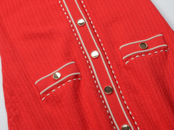 Adriana Red Button Up Knit Midi Dress - Image 5