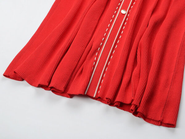 Adriana Red Button Up Knit Midi Dress - Image 6