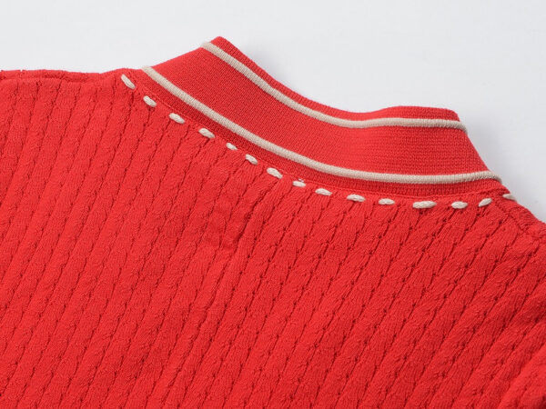 Adriana Red Button Up Knit Midi Dress - Image 7
