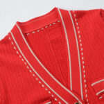 Adriana Red Button Up Knit Midi Dress