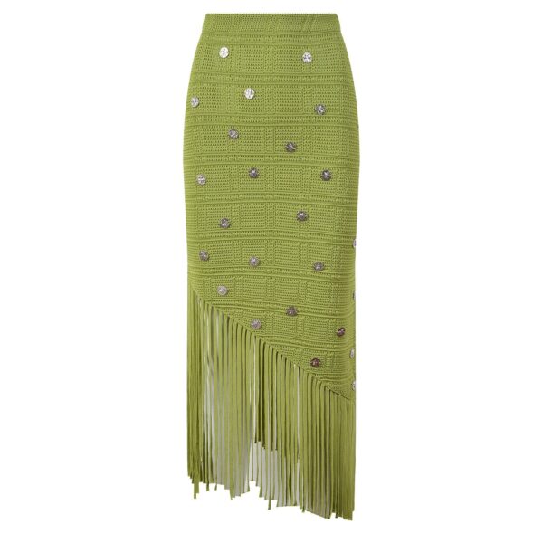 Gina One-Shoulder Knit Top and Skirt Set with Tassel Hem - Image 5