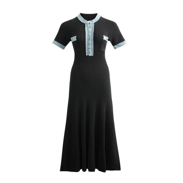 Tika Knit Midi Dress with Denim Trim - Image 5
