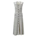 Zora Stripped Button Up Knit Midi Dress