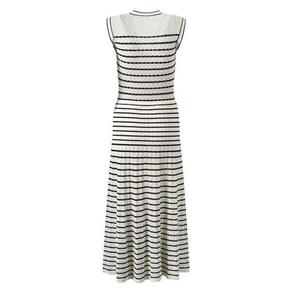 Zora Stripped Button Up Knit Midi Dress - Image 5