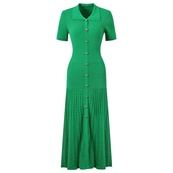 Zariah Short Sleeve Button Up Knit Midi Dress - Image 3