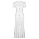 Zariah Short Sleeve Button Up Knit Midi Dress