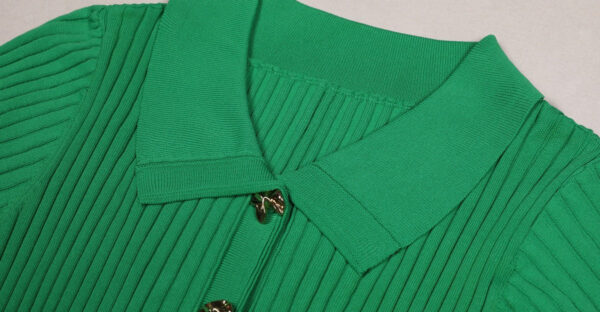 Zariah Short Sleeve Button Up Knit Midi Dress - Image 8
