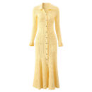Liza Turn Down Collar Button Up Knit Midi Dress