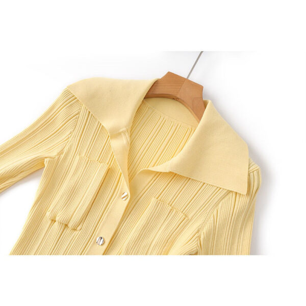 Liza Turn Down Collar Button Up Knit Midi Dress - Image 6