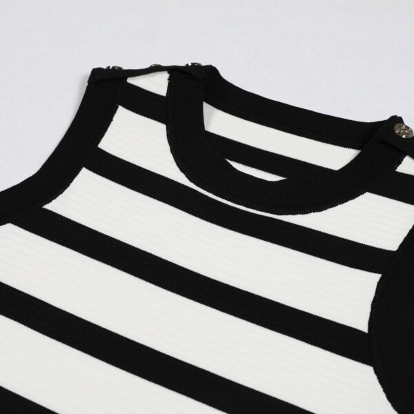Elysia Striped Flared Hem Knit Mini Dress - Image 2