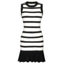 Elysia Striped Flared Hem Knit Mini Dress