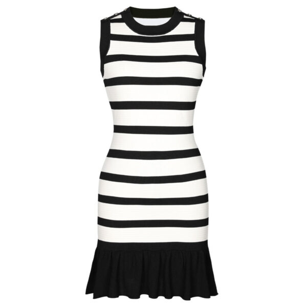 Elysia Striped Flared Hem Knit Mini Dress