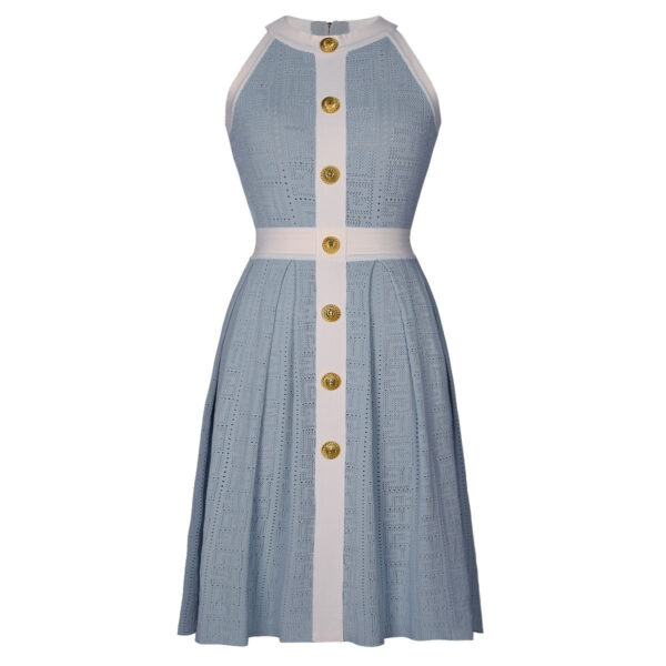 Clara Contrast Knit Skater Mini Dress - Image 2