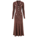 Lola V-Neck Knit Midi Dress with Flared Hem