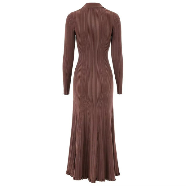 Lola V-Neck Knit Midi Dress with Flared Hem - Image 5