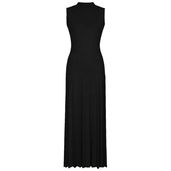 Molly Sleeveless Pearl Round Neck Knit Midi Dress - Image 5
