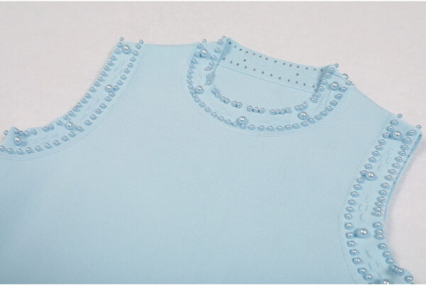 Molly Sleeveless Pearl Round Neck Knit Midi Dress - Image 7