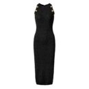 Ember Sleeveless Mesh Knit Midi Dress with Gold Buttons
