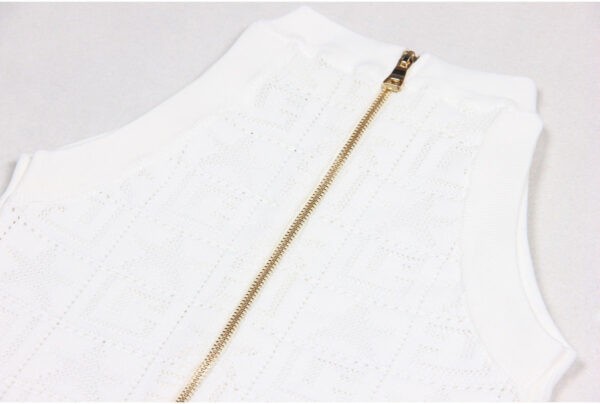 Ember Sleeveless Mesh Knit Midi Dress with Gold Buttons - Image 6