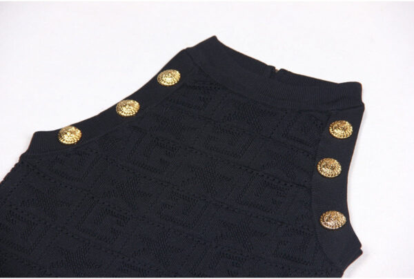 Ember Sleeveless Mesh Knit Midi Dress with Gold Buttons - Image 4