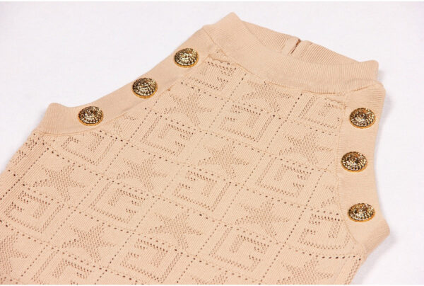 Ember Sleeveless Mesh Knit Midi Dress with Gold Buttons - Image 5