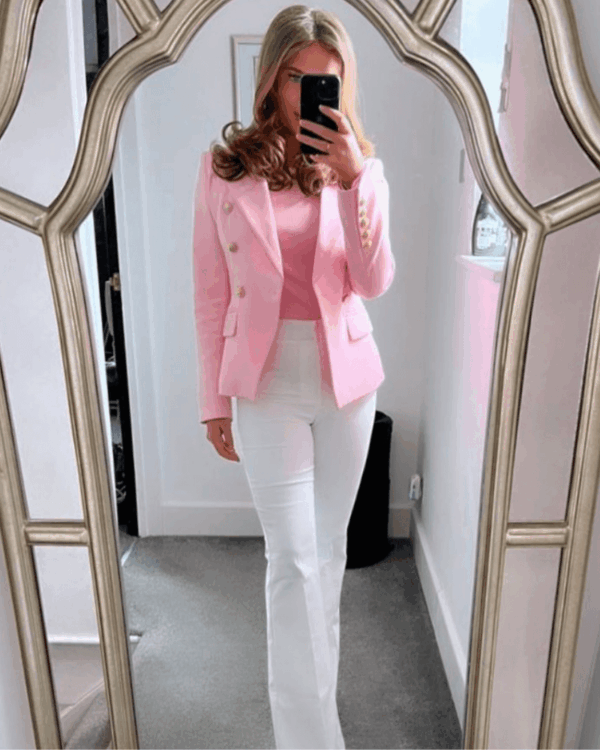 Abigail Baby Pink Double Breasted Blazer - Image 2