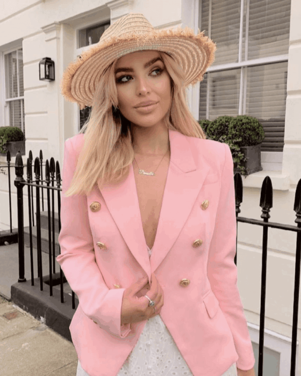 Abigail Baby Pink Double Breasted Blazer - Image 3