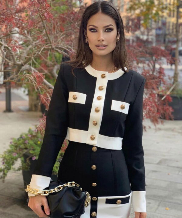 Beatrix Black Cardigan & Skirt Two Piece Set - Image 3