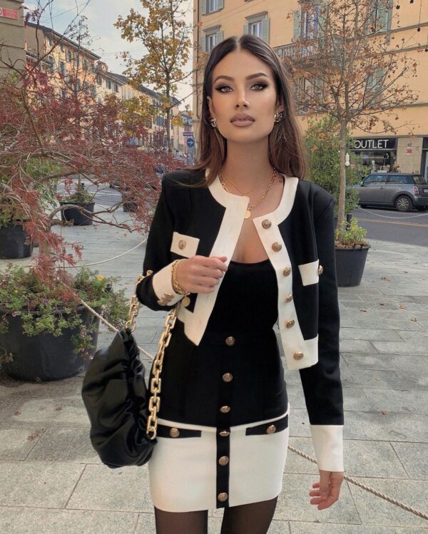 Beatrix Black Cardigan & Skirt Two Piece Set - Image 4