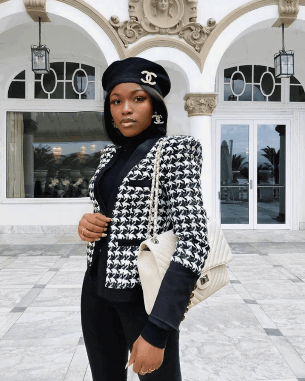 Celeste Tweed Houndstooth Blazer