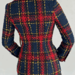 Charmaine Navy Red Plaid Double Breasted Blazer