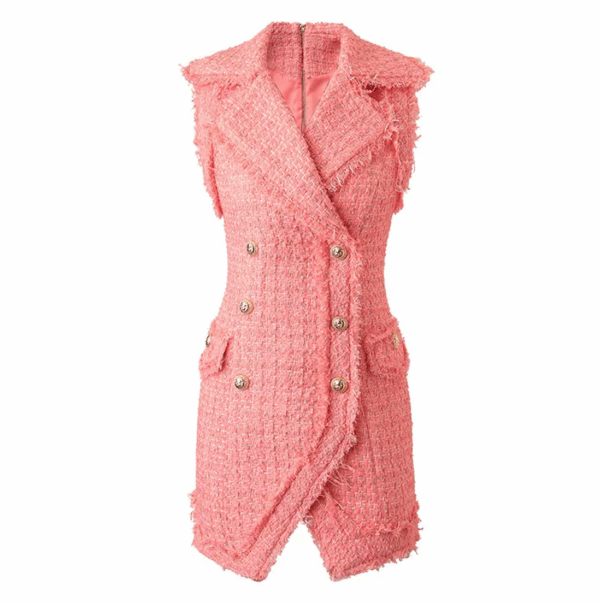 Desiree Pink Tweed Mini Dress - Image 4