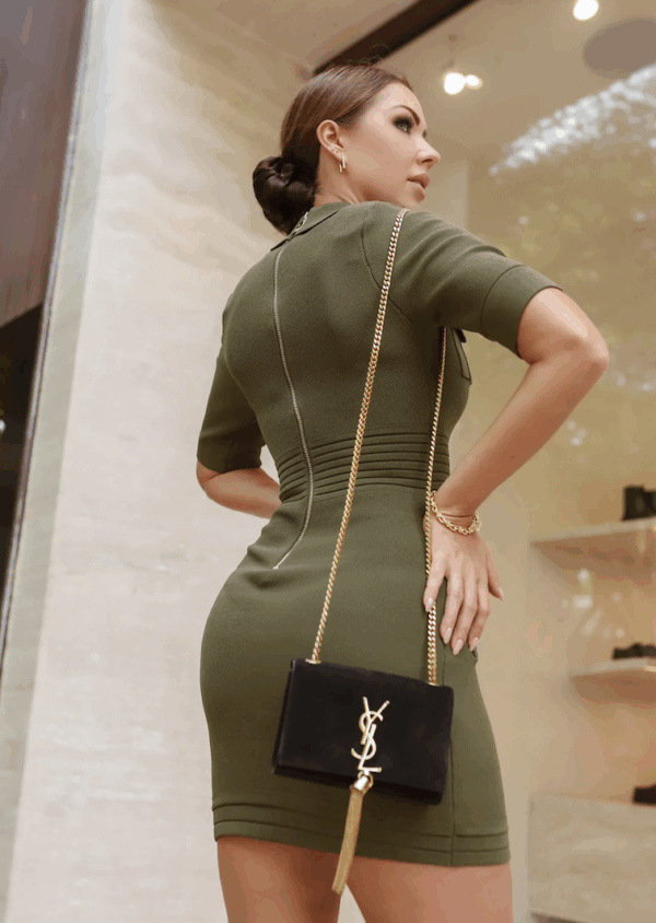 Devon Green Knit Bodycon Dress - Image 2