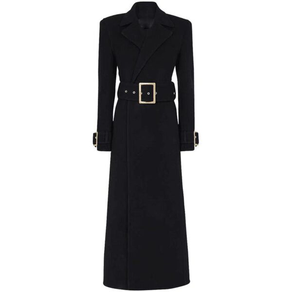 Dolores Black Long Wool Coat - Image 2