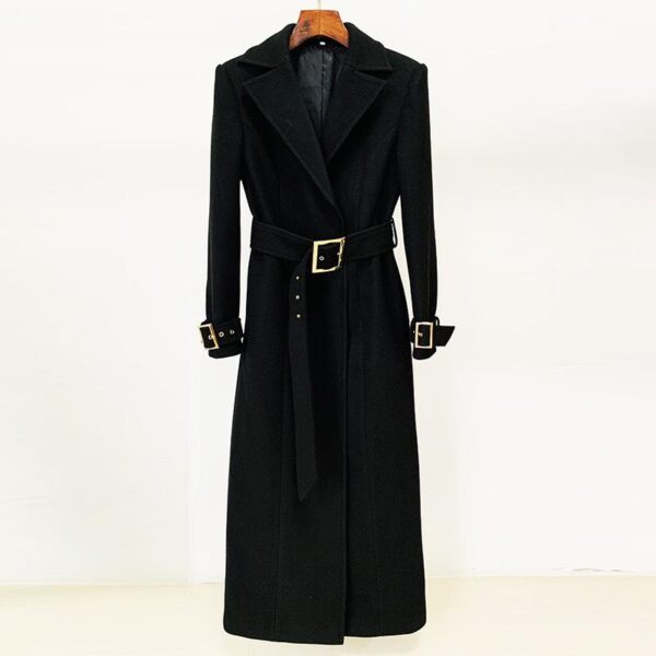 Dolores Black Long Wool Coat - Image 3