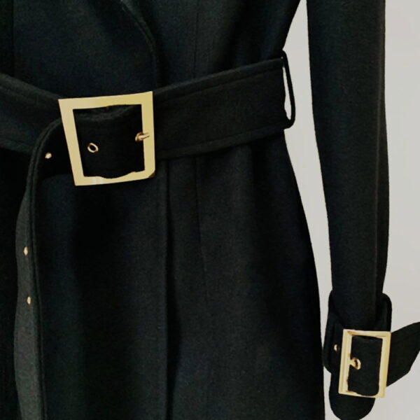 Dolores Black Long Wool Coat - Image 6