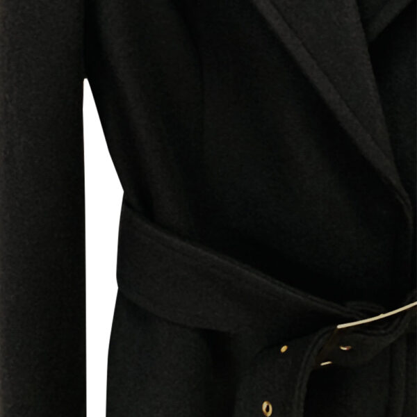 Dolores Black Long Wool Coat - Image 7