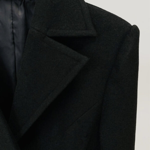 Dolores Black Long Wool Coat - Image 9
