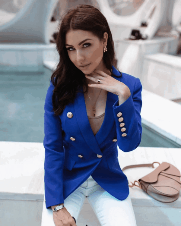 Eliza Royal Blue Double Breasted Blazer - Image 2