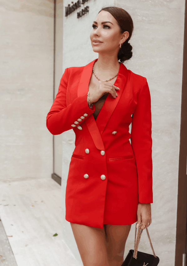 Esther Red Blazer Mini Dress - Image 2