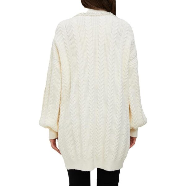 Jasmine White Pearl Trimmed Knit Cardigan - Image 3