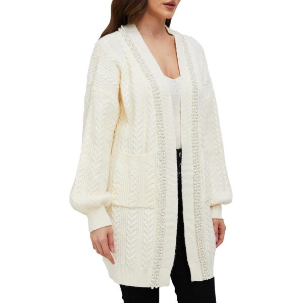 Jasmine White Pearl Trimmed Knit Cardigan - Image 4