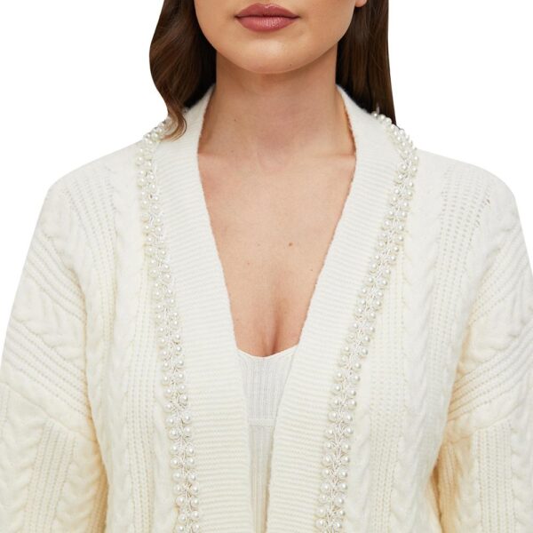Jasmine White Pearl Trimmed Knit Cardigan - Image 5