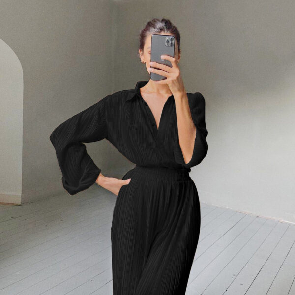 Jessie Black Blouse and Wide Leg Pant Two Piece Set - Image 3