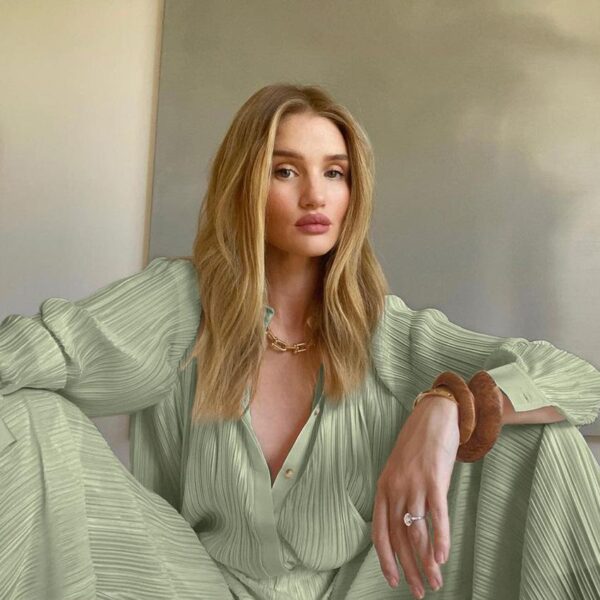 Jessie Green Blouse and Wide Leg Pant Two Piece Set