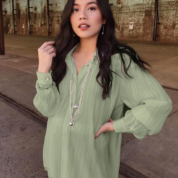 Jessie Green Blouse and Wide Leg Pant Two Piece Set - Image 3