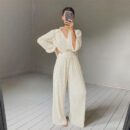Jessie White Blouse and Wide Leg Pant Two Piece Set